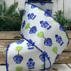 Spring Ribbon^D. Stevens Grosgrain Printed Urn Ribbon, 4" X 10Yd