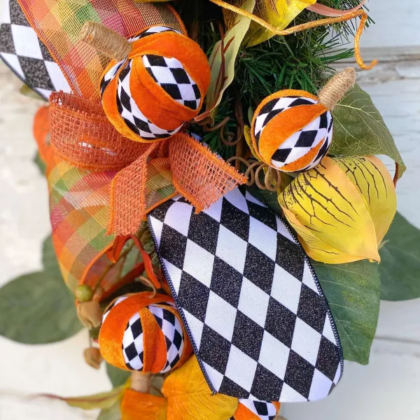 Sprays^Liberty Floral Harlequin Pumpkin Spray