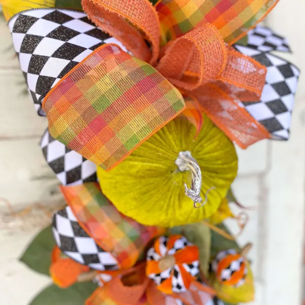 Sprays^Liberty Floral Harlequin Pumpkin Spray