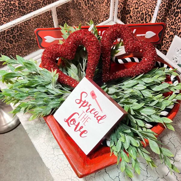 Diy Containers^Forever Green Art Heart Dough Bowl, Red