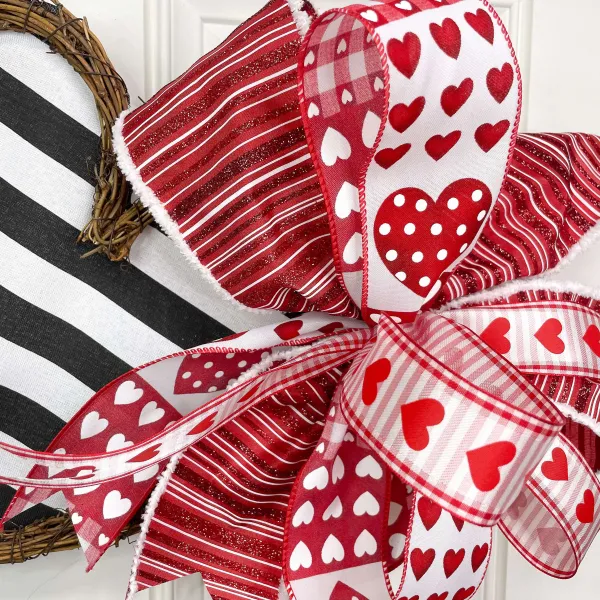 Ribbon^D. Stevens Heart Patchwork Red Ribbon 2.5" X 10Yds