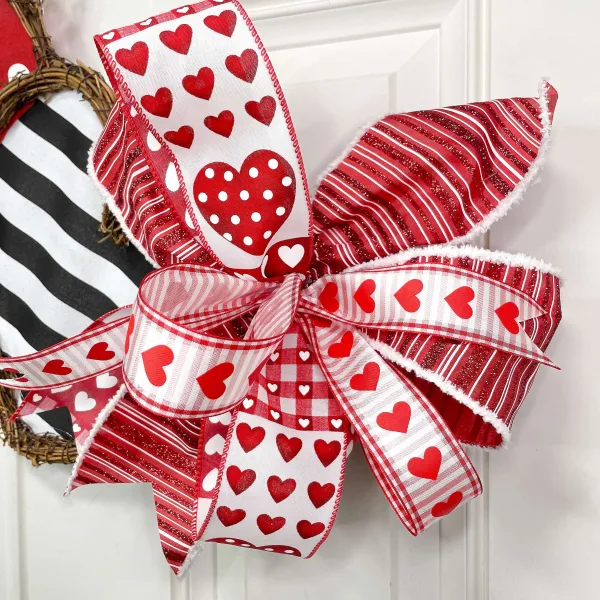 Ribbon^D. Stevens Heart Patchwork Red Ribbon 2.5" X 10Yds