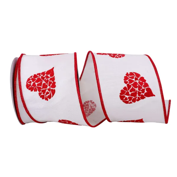 Ribbon^Reliant Ribbon Hearts Embroidered - 4"X10Yd