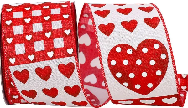 Ribbon^Reliant Ribbon Hearts Patchwork Ribbon, 2.5" X 10Yd