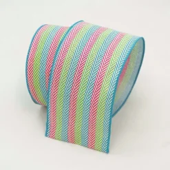 Spring Ribbon^Farrisilk Herringbone Multicolored Stripes 2.5"X10Yd