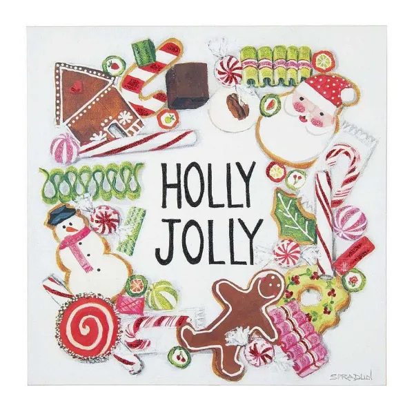 Wall Decor^The Round Top Collection Holly Jolly Wreath Gallery Art