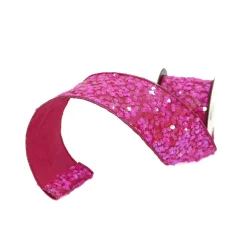 Ribbon^Farrisilk Hot Pink Flashy Sequin Ribbon, 2.5" X 10Yd