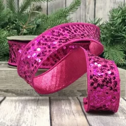 Ribbon^D. Stevens Hot Pink Metallic Sequin Ribbon, 1.5" X 10Yd