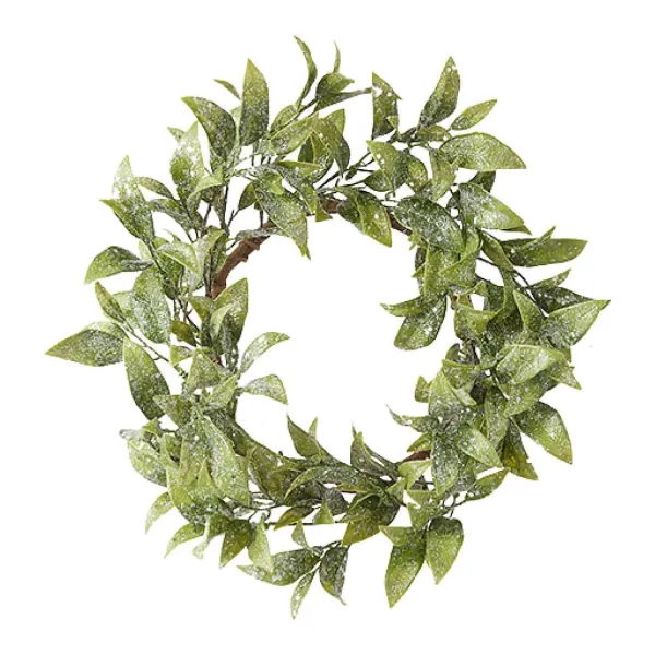Wreaths^RAZ Iced Laurel Leaf Mini Wreath, 14"
