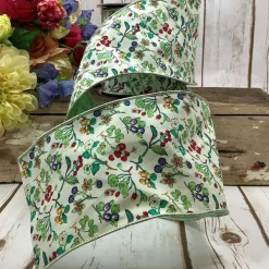 Spring Ribbon^D. Stevens Ivory Bountiful Berry Ribbon 4