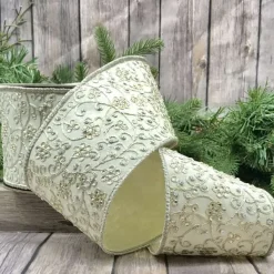Ribbon^D. Stevens Ivory Jewel Floral Garden Ribbon, 4" X 10Yd