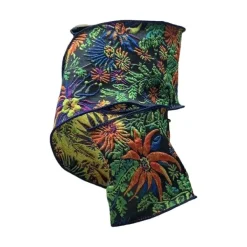 Ribbon^D. Stevens Jacquard Colorful Floral Black Ribbon, 4" X 10Yd