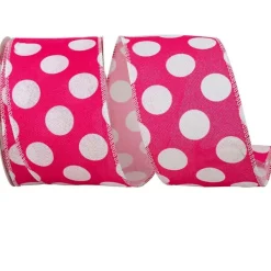 Ribbon^Reliant Ribbon Jumbo Dot Linen Hot Pink Ribbon, 2.5" X 10Yd
