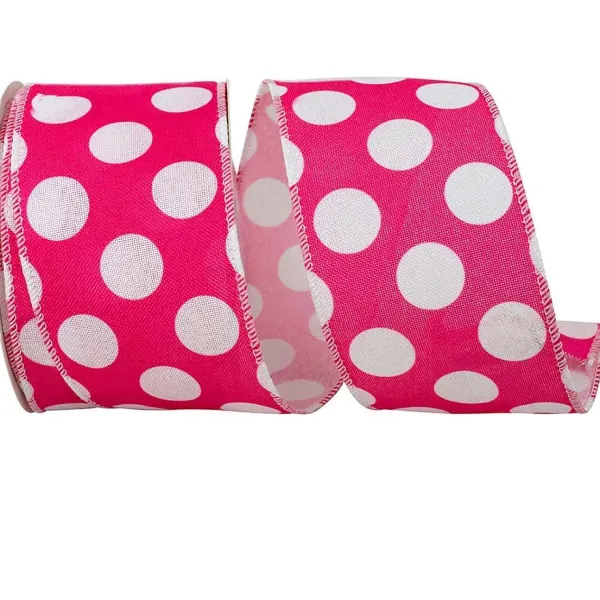 Ribbon^Reliant Ribbon Jumbo Dot Linen Hot Pink Ribbon, 2.5" X 10Yd