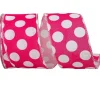 Spring Ribbon^Reliant Ribbon Jumbo Dot Linen Hot Pink Ribbon, 2.5" X 10Yd