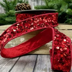 Ribbon^D. Stevens Kaleidoscopic Sequin Red Ribbon, 1.5" X 10Yd