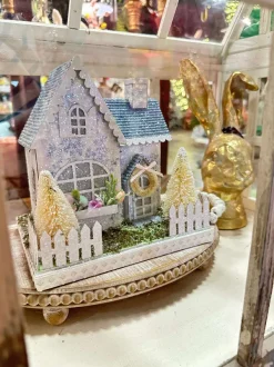 Table Decor^RAZ Lighted Blue Floral House