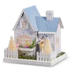 Figurines^RAZ Lighted Blue Floral House