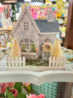 Home Accents^RAZ Lighted Blue Floral House