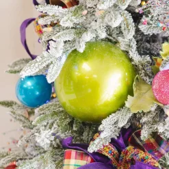 Mardi Gras^Farrisilk Lime Green Candy Apple Ball Ornament, 4