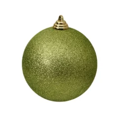 Mardi Gras^Farrisilk Lime Green Glitter Ball Ornament, 6"