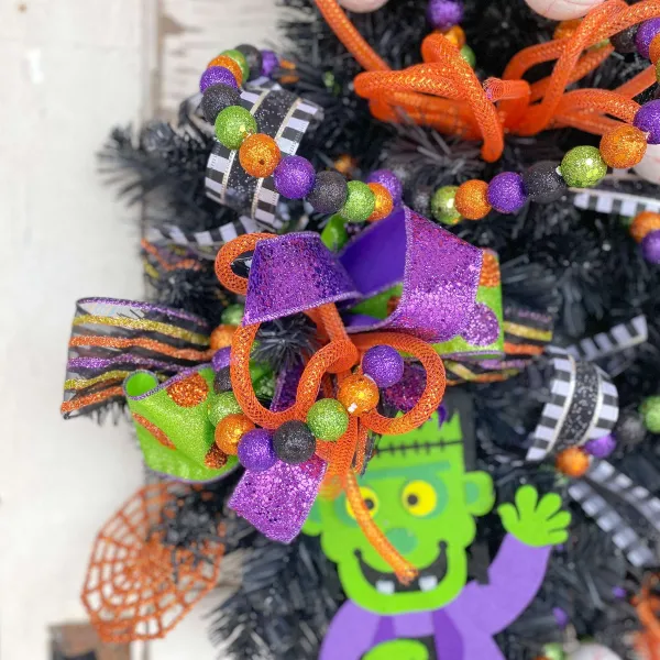 Floral^Liberty Floral Lime Green, Orange, Black & Purple Glitter Ball Spray