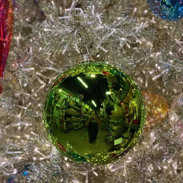 Mardi Gras^Farrisilk Lime Green Shiny Ball Ornament, 4"