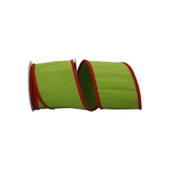 Spring^Reliant Ribbon Lime With Red Border Ribbon, 4" X 5Yd