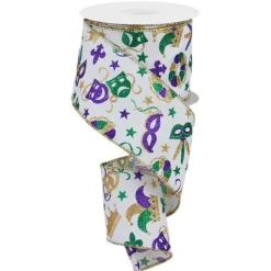 Mardi Gras^Craig Bachman Mardi Gras Pattern Ribbon, 2.5" X 10Yd