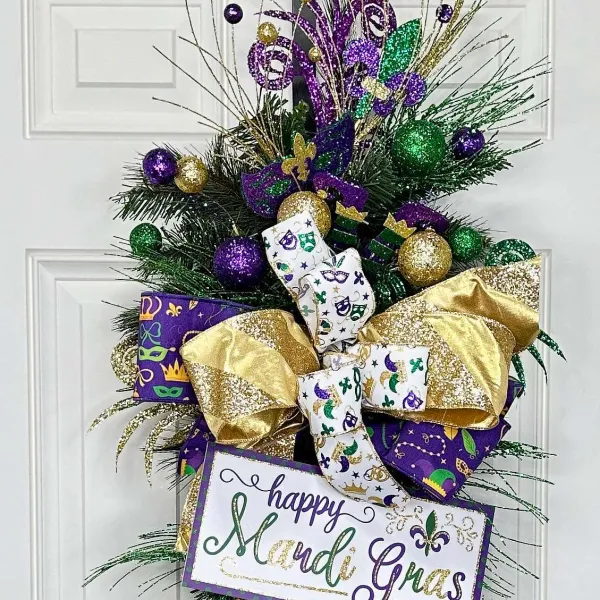 Ribbon^Craig Bachman Mardi Gras Pattern Ribbon, 2.5" X 10Yd