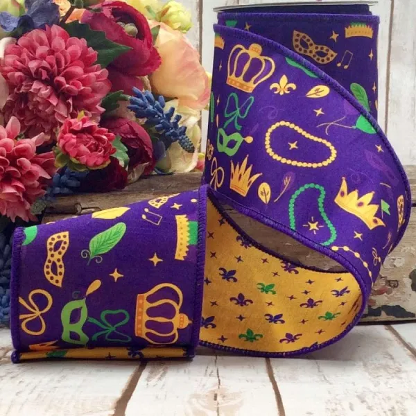Ribbon^D. Stevens Mardi Gras Purple Ribbon, 4" X 10Yd