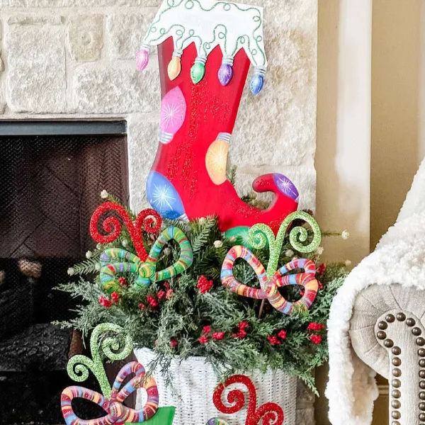 Pot Stakes^The Round Top Collection Merry & Bright Stocking