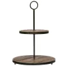 Table Decor^Creative Coop Metal And Wooden Tiered Tray