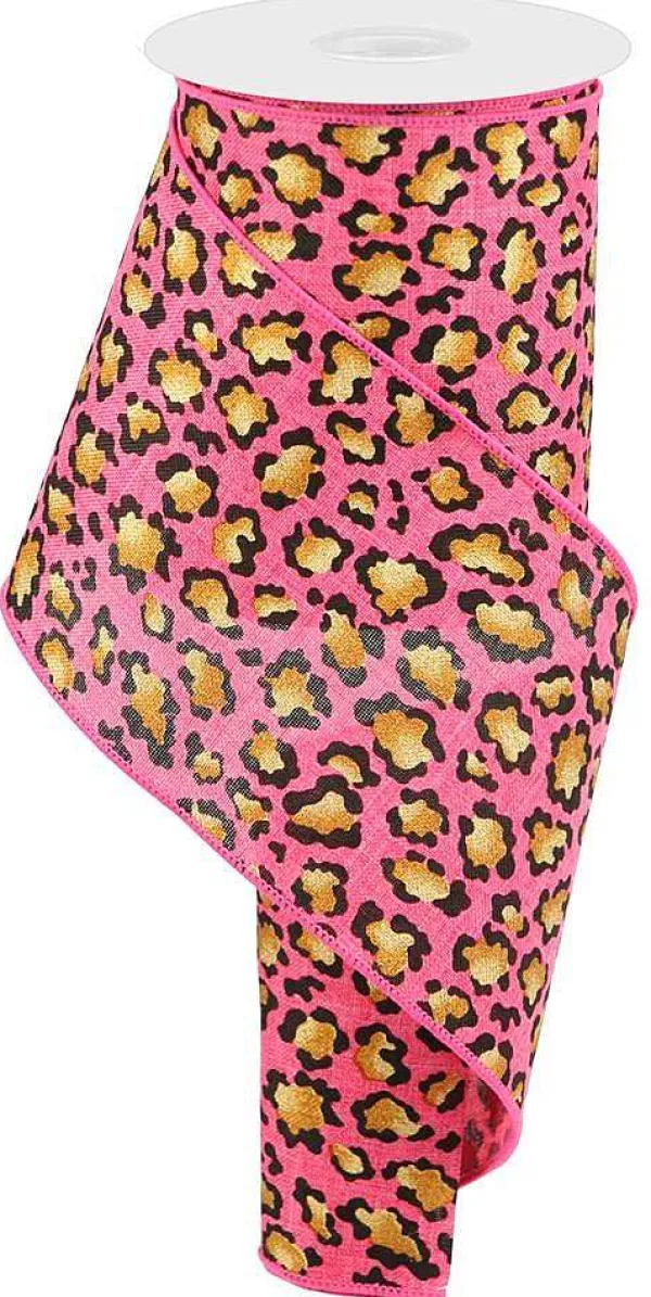 Ribbon^Craig Bachman Metallic Pink Animal Print Ribbon, 4" X 10Yd