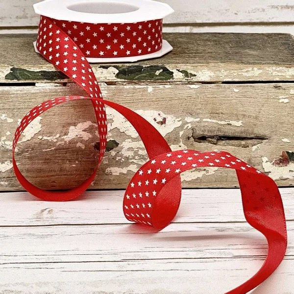 Ribbon^D. Stevens Mini Stars On Red Ribbon, 1" X 22Yd