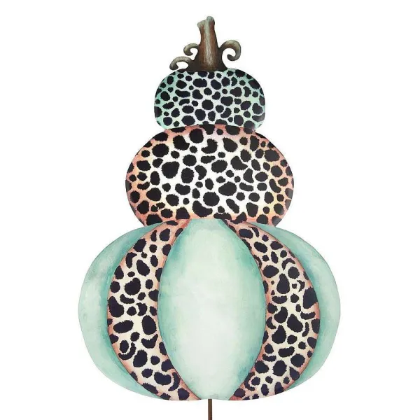 Pot Stakes^The Round Top Collection Mint & Leopard Pumpkin Stack
