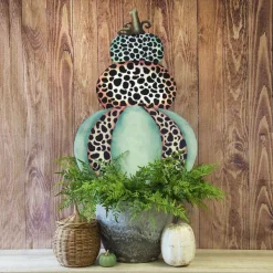 Pot Stakes^The Round Top Collection Mint & Leopard Pumpkin Stack