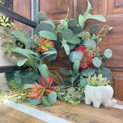 Succulents^CRI Mixed Succulent Wreath 6"