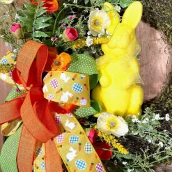 Ribbon^D. Stevens Multi Plaid Eggs And Bunnies On Yellow Ribbon, 2.5