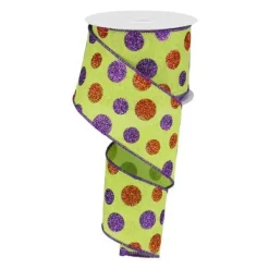 Ribbon^Craig Bachman Multi Size Glitter Dots Ribbon, 2.5" X 10Yd