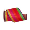 Spring Ribbon^Farrisilk Multi-Colored Bright Stripe Ribbon 4" X 10Yd