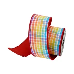 Ribbon^Farrisilk Multi-Colored Rainbow Plaid Ribbon 2.5"X10Yd