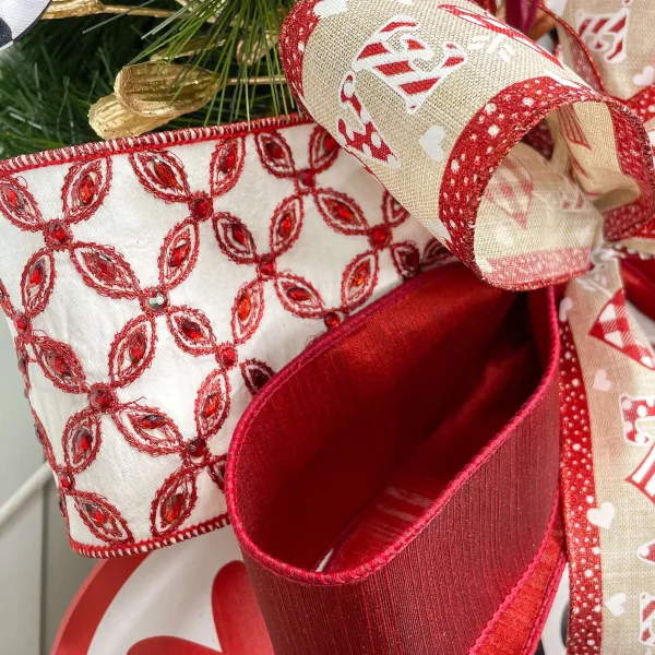 Ribbon^Reliant Ribbon Natural/Red Gingham Heart - 2.5" X 10Yd