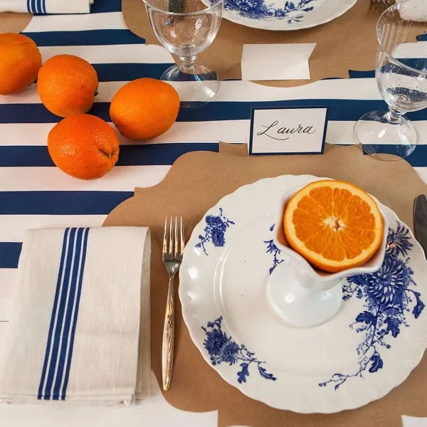 Kitchen & Dining^Hester & Cook Navy Classic Stripe Runner