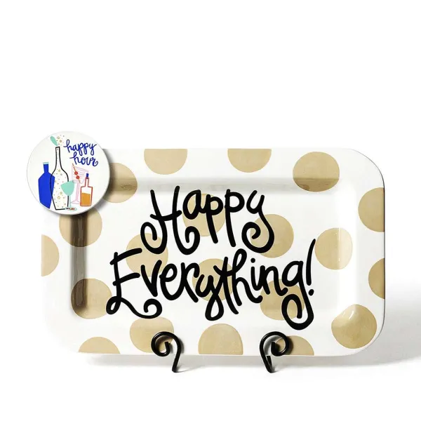 Table Decor^Happy Everything Neutral Dot Rectangle Mini Entertaining Platter By !