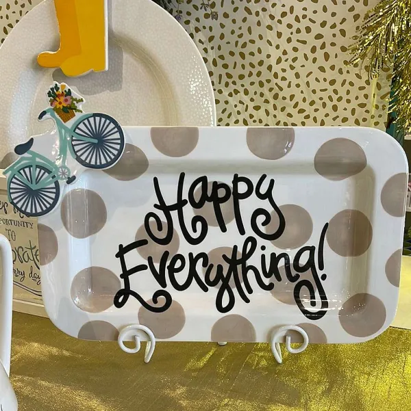 Table Decor^Happy Everything Neutral Dot Rectangle Mini Entertaining Platter By !