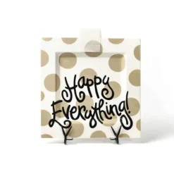 Table Decor^Happy Everything Neutral Dot Square Big Entertaining Platter By !