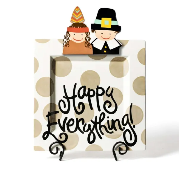 Table Decor^Happy Everything Neutral Dot Square Big Entertaining Platter By !