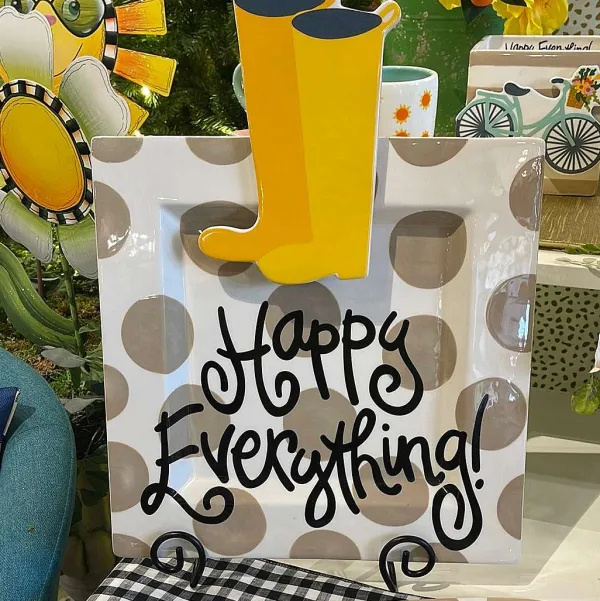 Kitchen & Dining^Happy Everything Neutral Dot Square Big Entertaining Platter By !