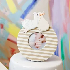 Table Decor^Happy Everything Neutral Medium Stripe Round Frame By !